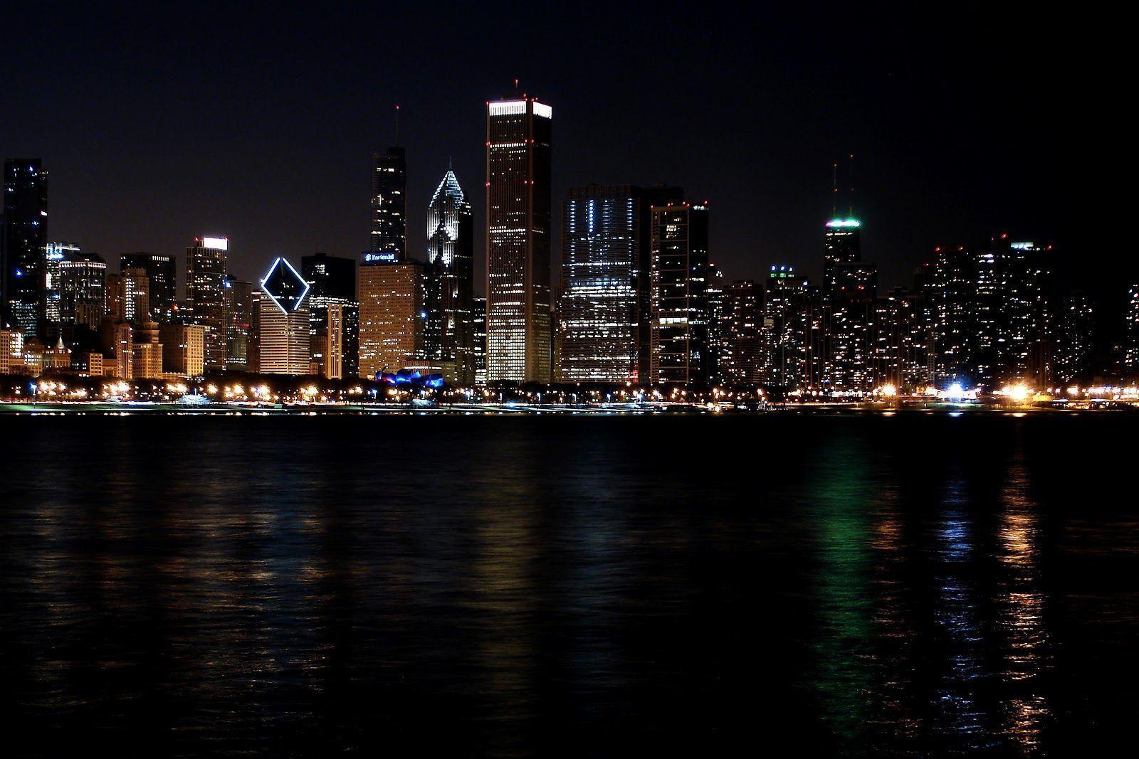Chicago Sunset Skyline Photography Wallpaper