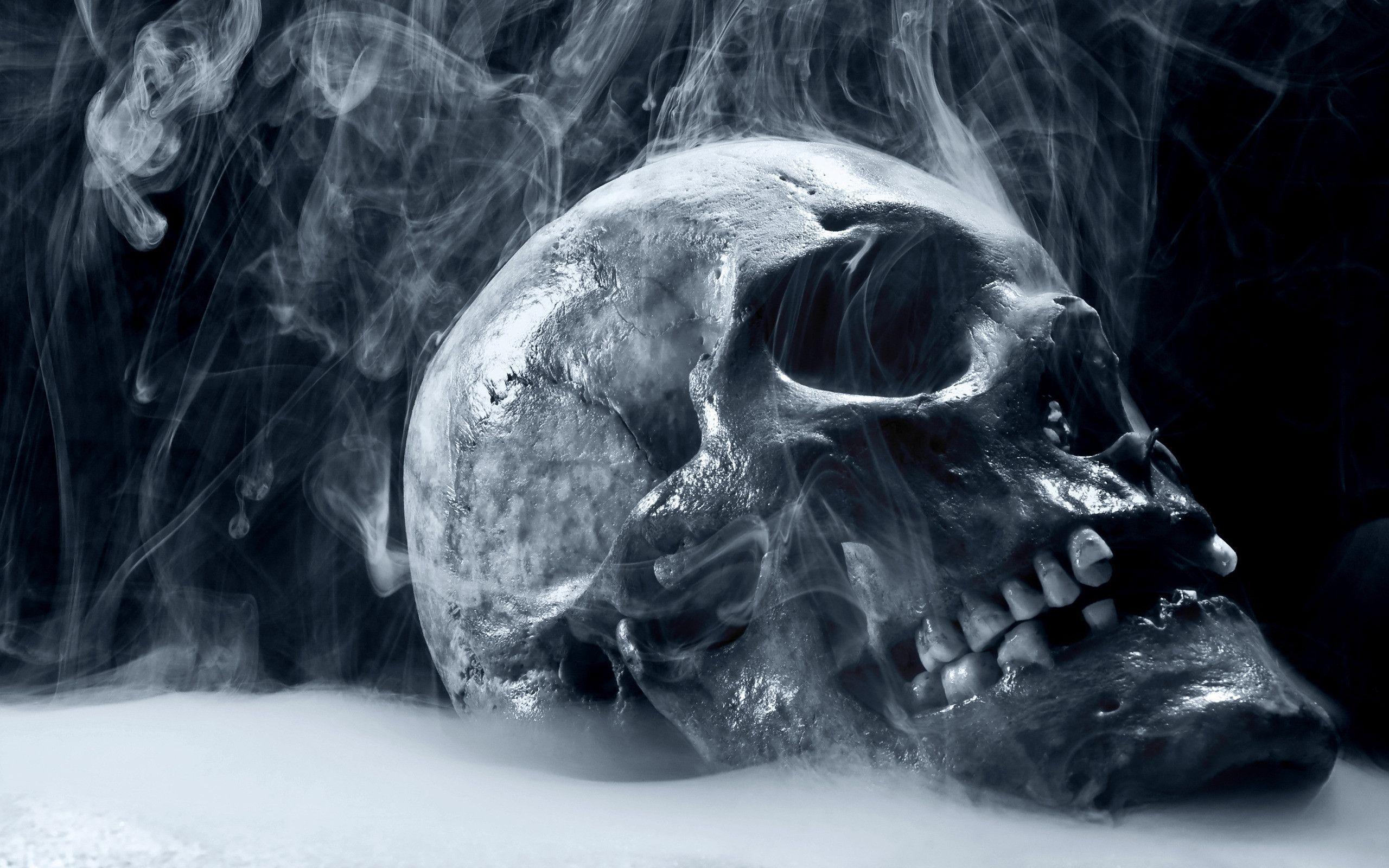 Skull Smoke Blue Scary Death wallpaper #
