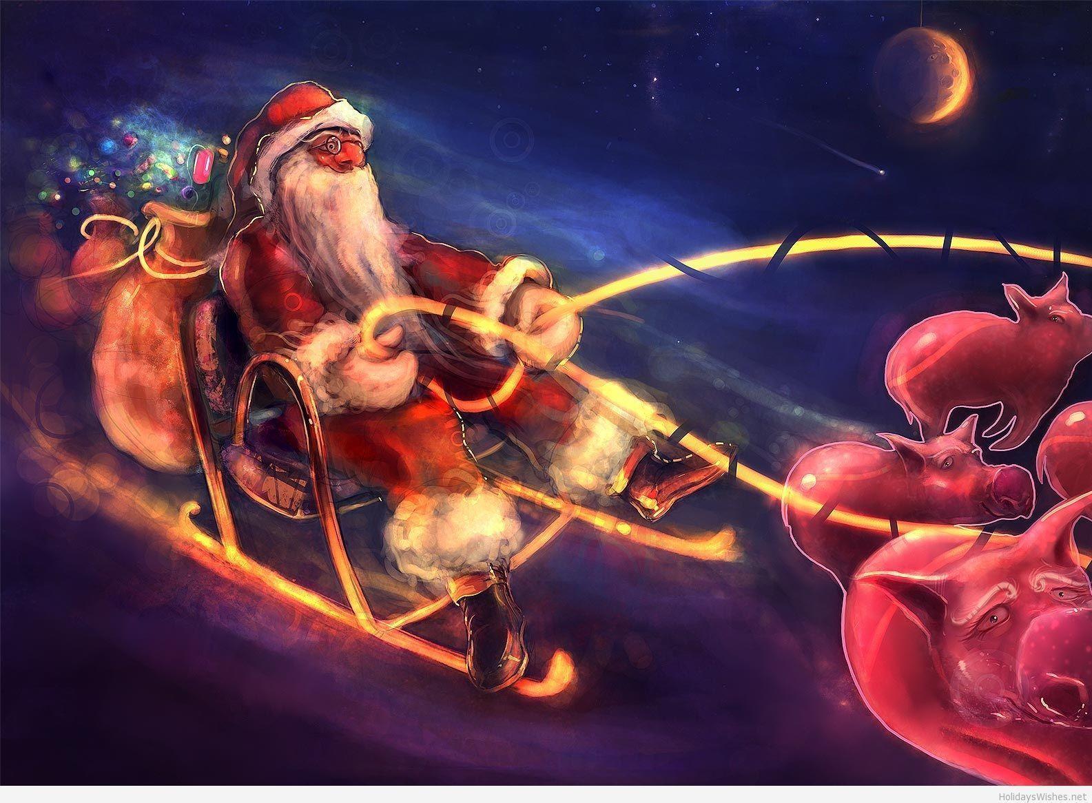 Funny Christmas 3D cartoon wallpaper