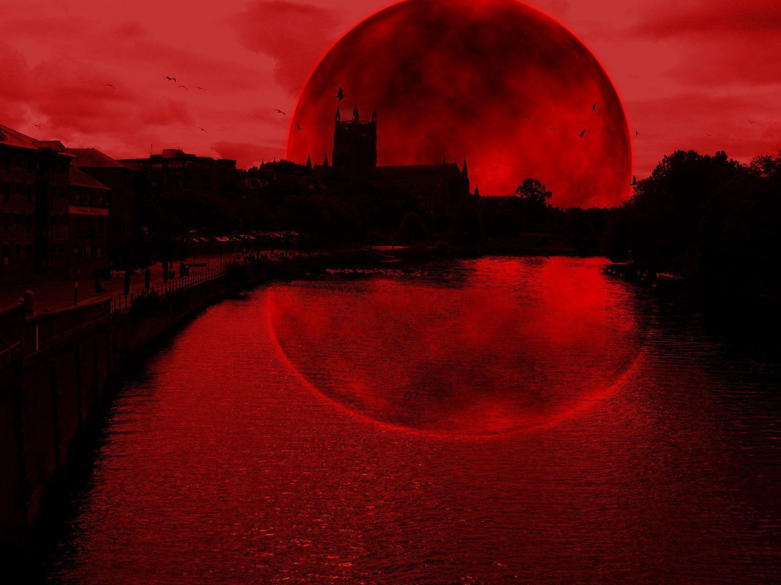 Wallpaper Moon Cathedral. Red and Black Wallpaper