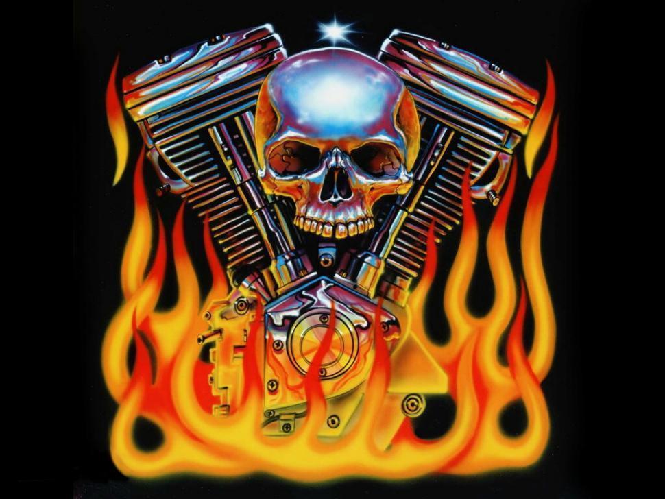 Logos For > Harley Davidson Logo With Flames Wallpaper