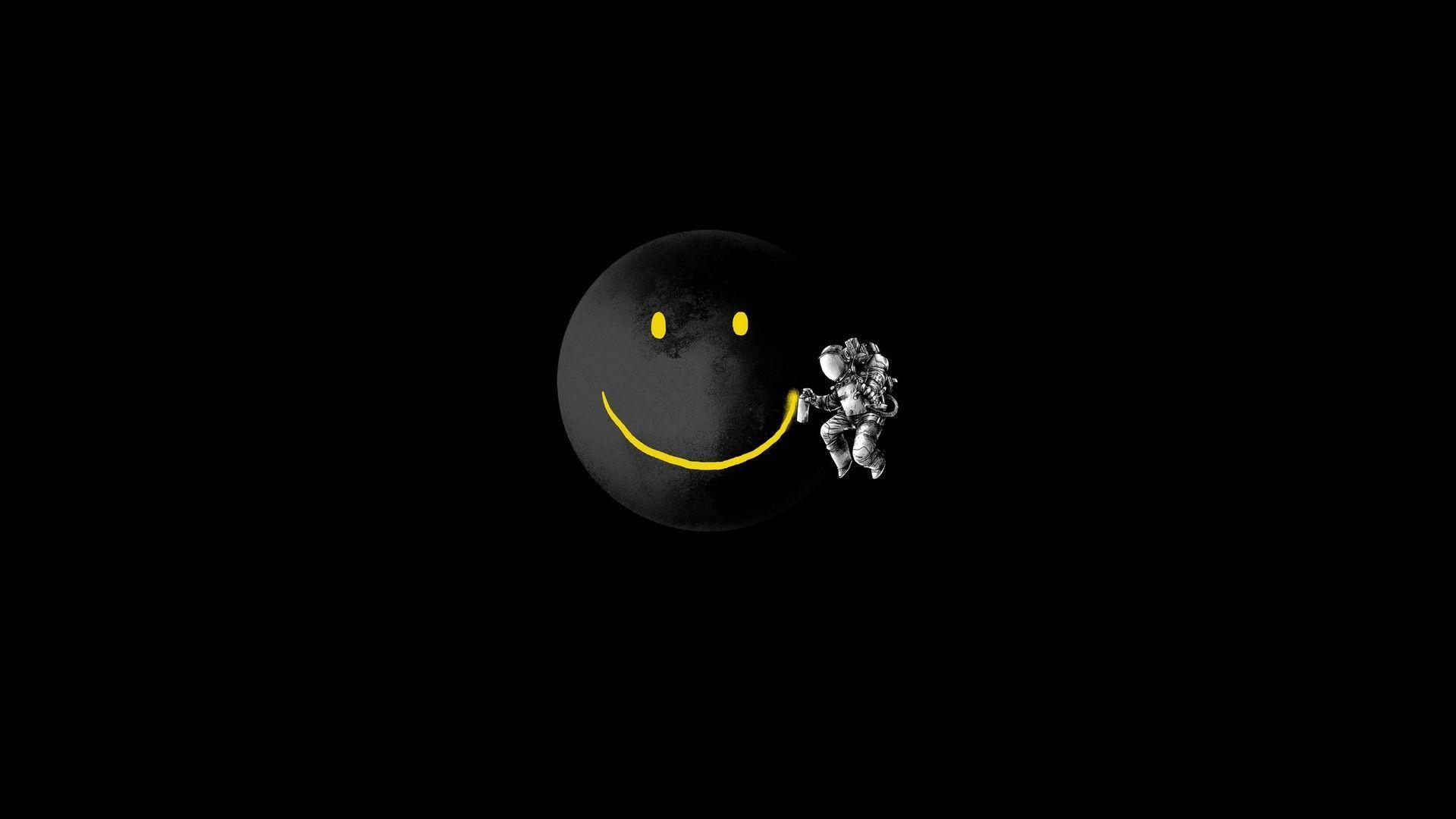 Smiley Face Spaceman Black Background 1920a Desktop Image