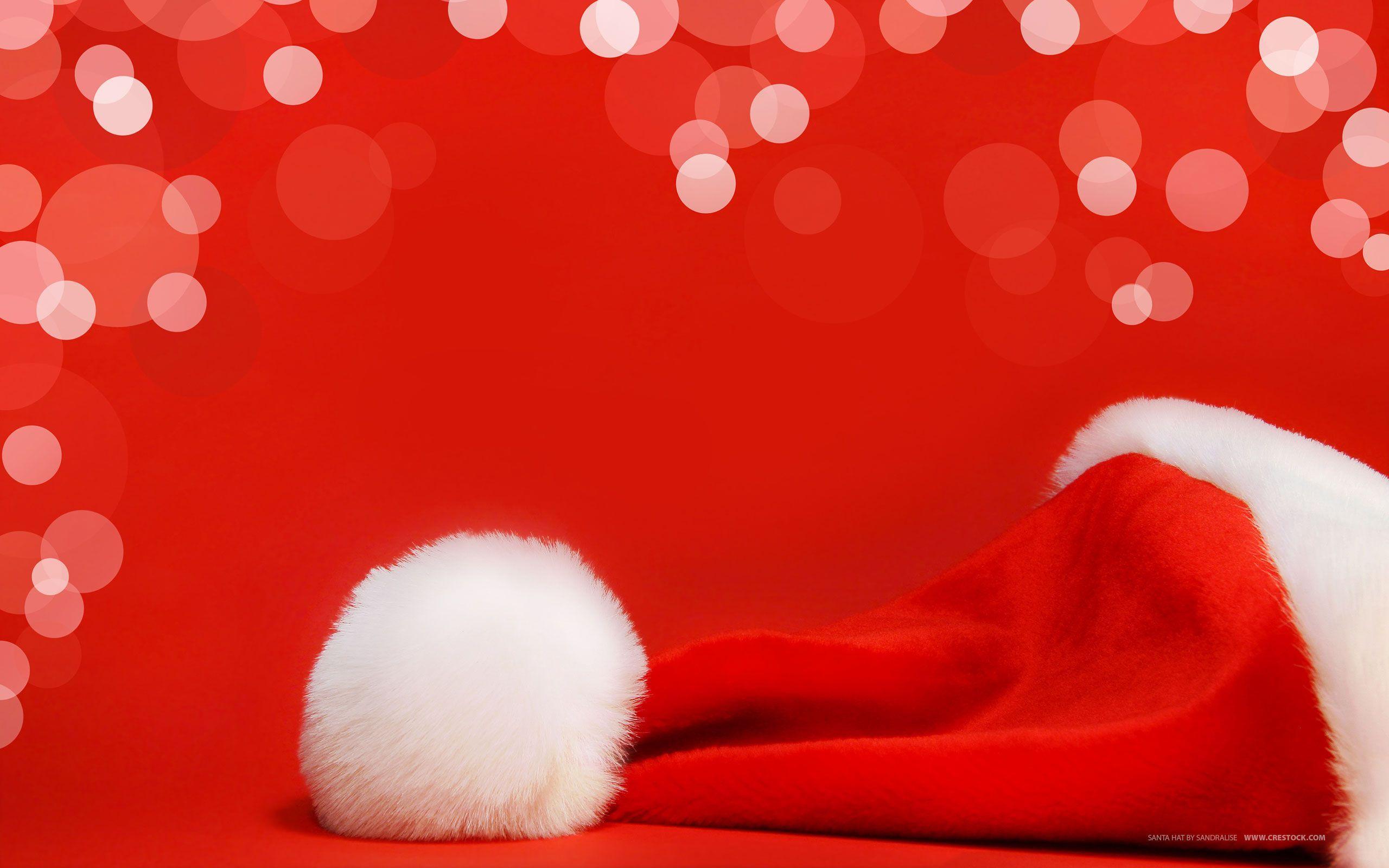Hat Santa Claus Red Background Wallpaper