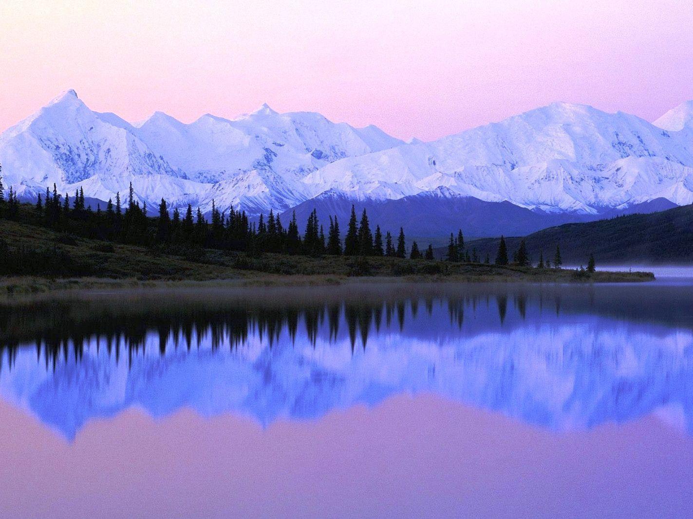 Denali sunrise over wonder lake Alaska free desktop background
