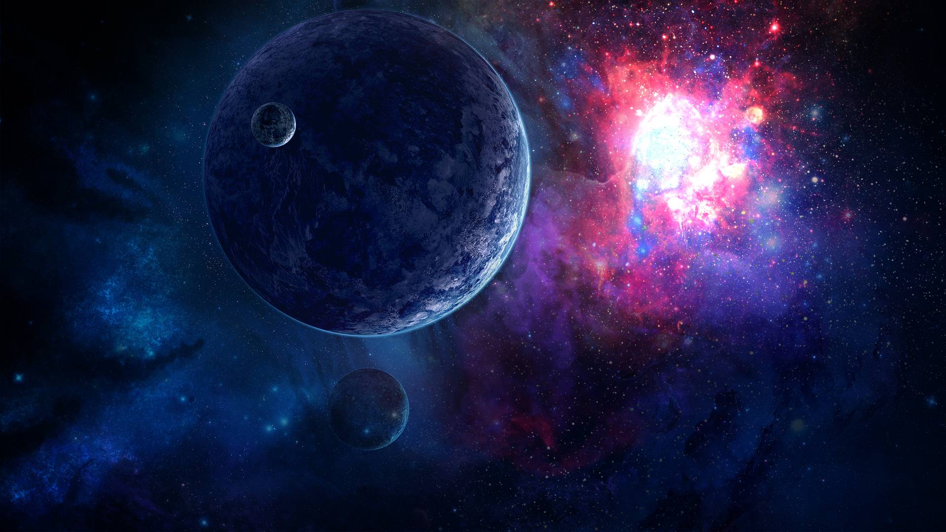 Space wallpaper 1920x1080 without lower planet