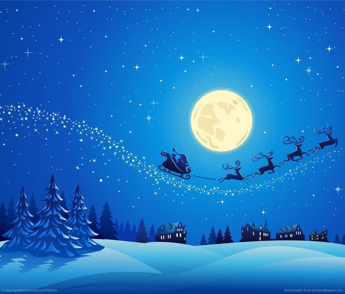 Download Santa Into The Winter Christmas Night 2 Wallpaper