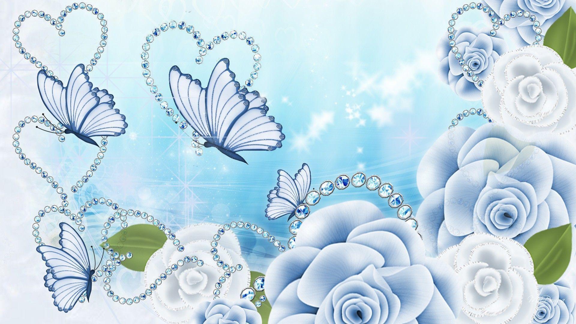 Valentines For > Blue Roses Background