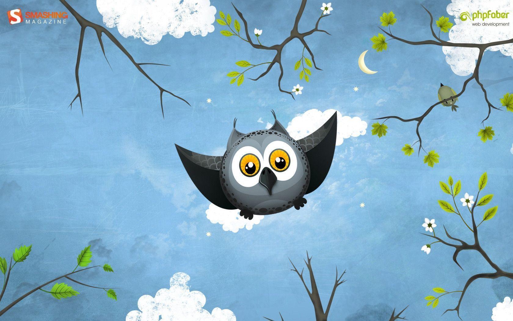 May Owl Flight Wide Desktop Wallpaper