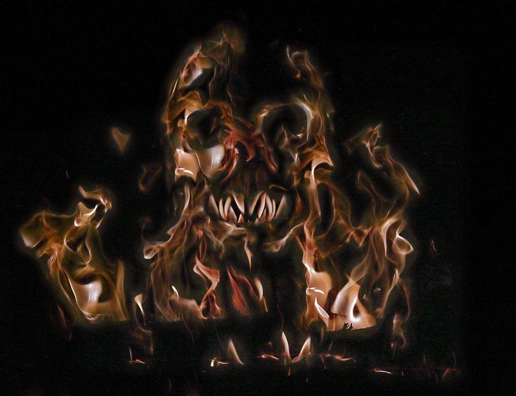 Splendid Fire Skull Wallpaper by Mozesh 1024x786PX Colorful