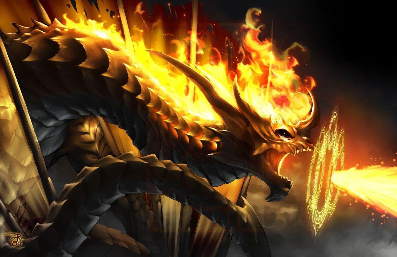 Wallpaper For > Fire Dragon Background