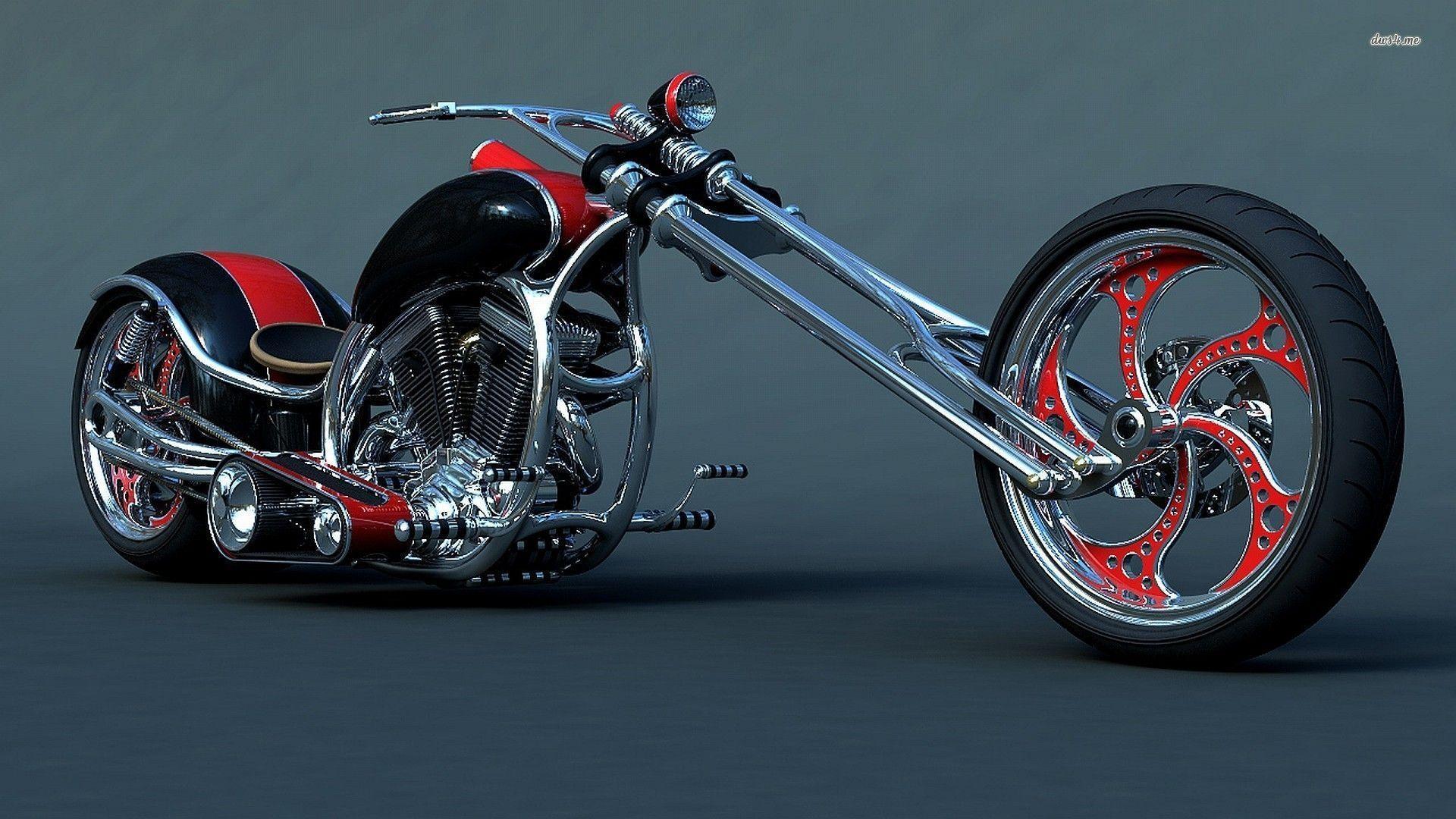 Custom Harley Davidson Chopper Motorcycle Wall Wallpaper