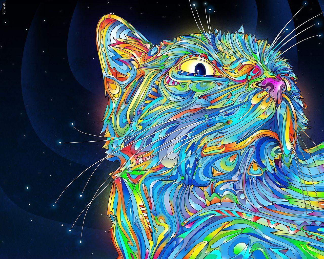 Cat Psychedelic Wallpaper
