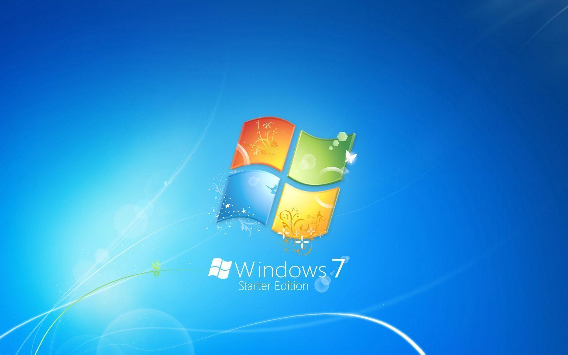 Windows7 theme blue background logo Wallpaper. HD Desktop