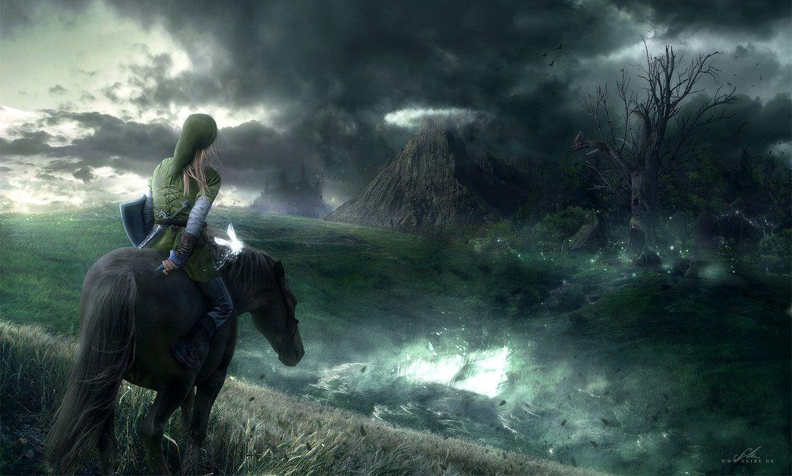 Beautiful Link and Zelda Painting Desktop Background