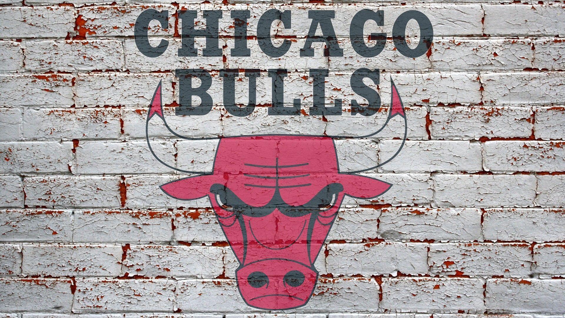 NBA Chicago Bulls Logo On Brick Wall 1920x1080 HD NBA / Chicago Bulls