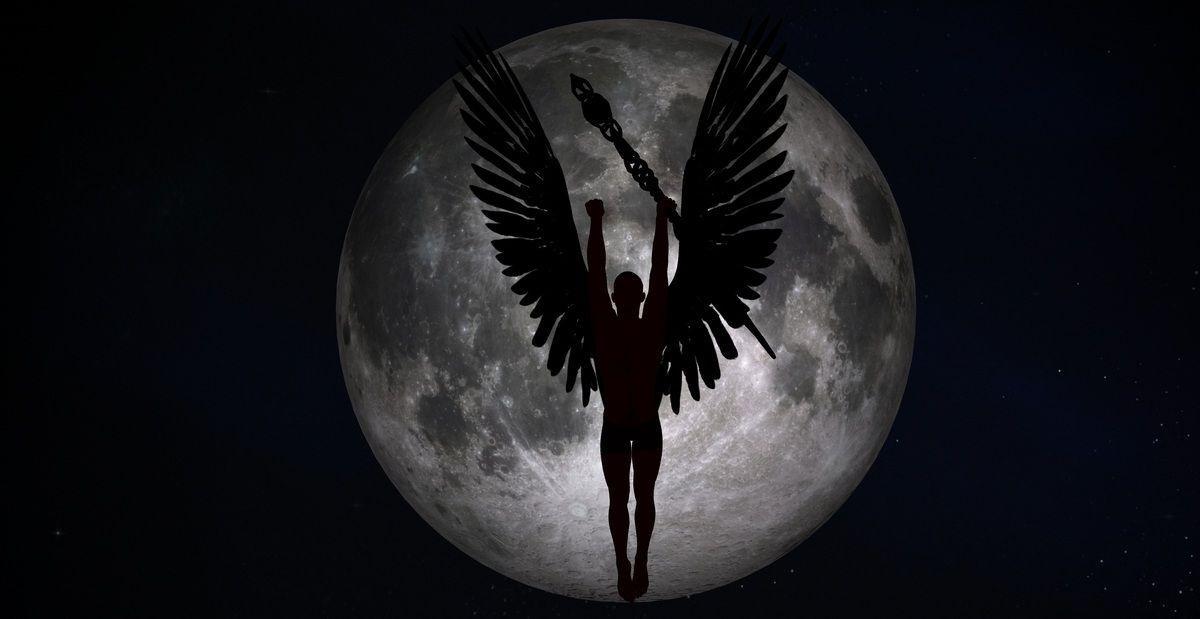 Excellent Dark Angel Night Moon High Resolution Image
