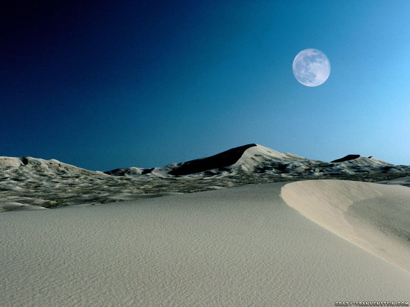 Beautiful Moon In Desert Wallpaper HD Wallpaper. High