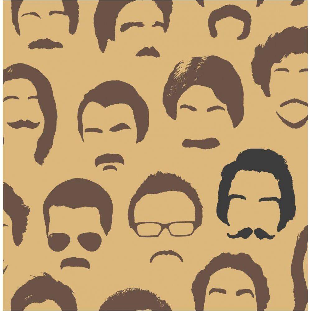 Buy Fine Decor Movember Moustache Wallpaper Gold / Brown / Black