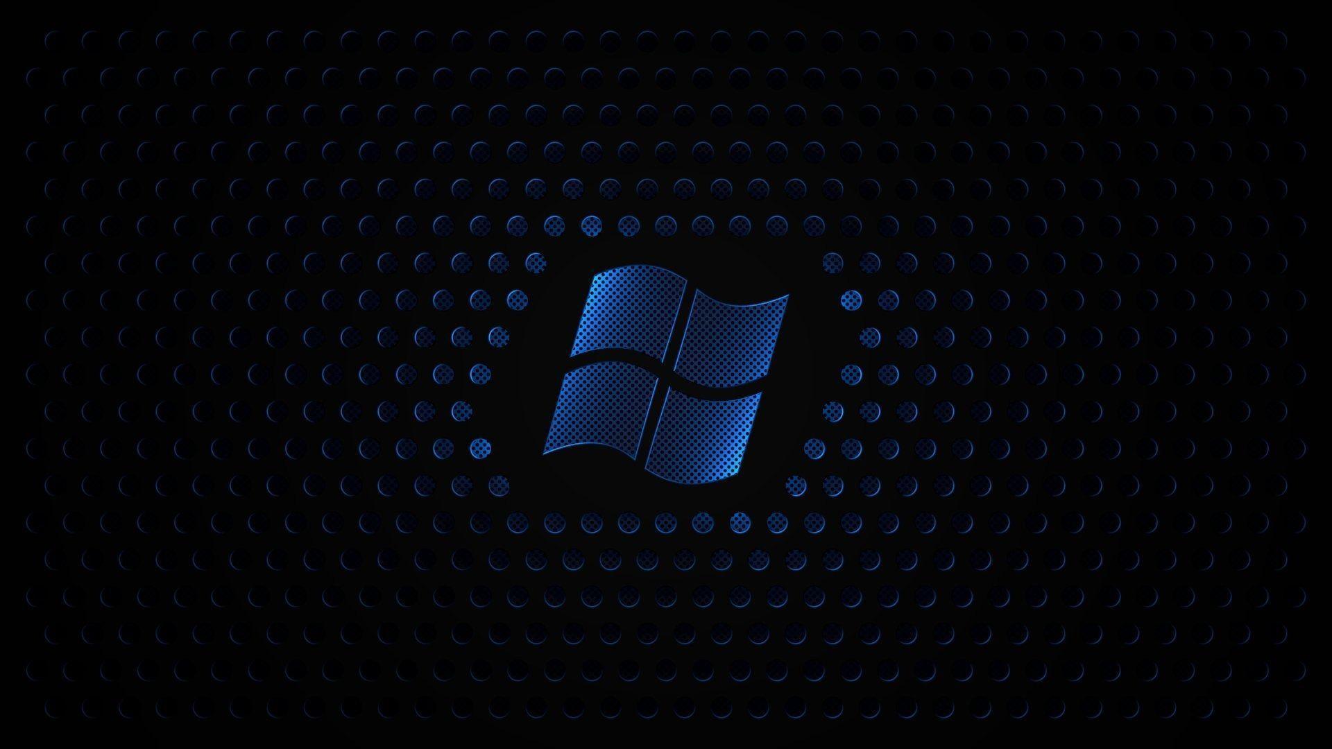 Download Blue Windows Sign With Black Background Wallpaper. Full