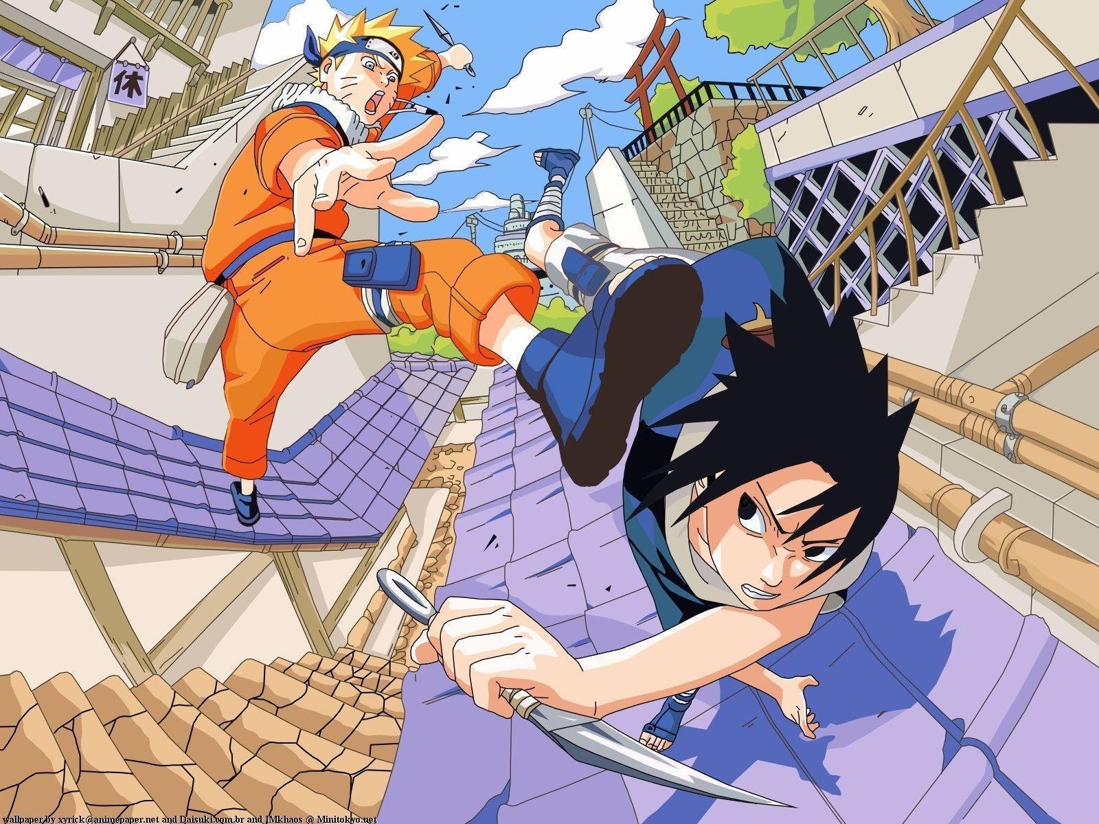 Sasuke VS Naruto vs naruto Wallpaper
