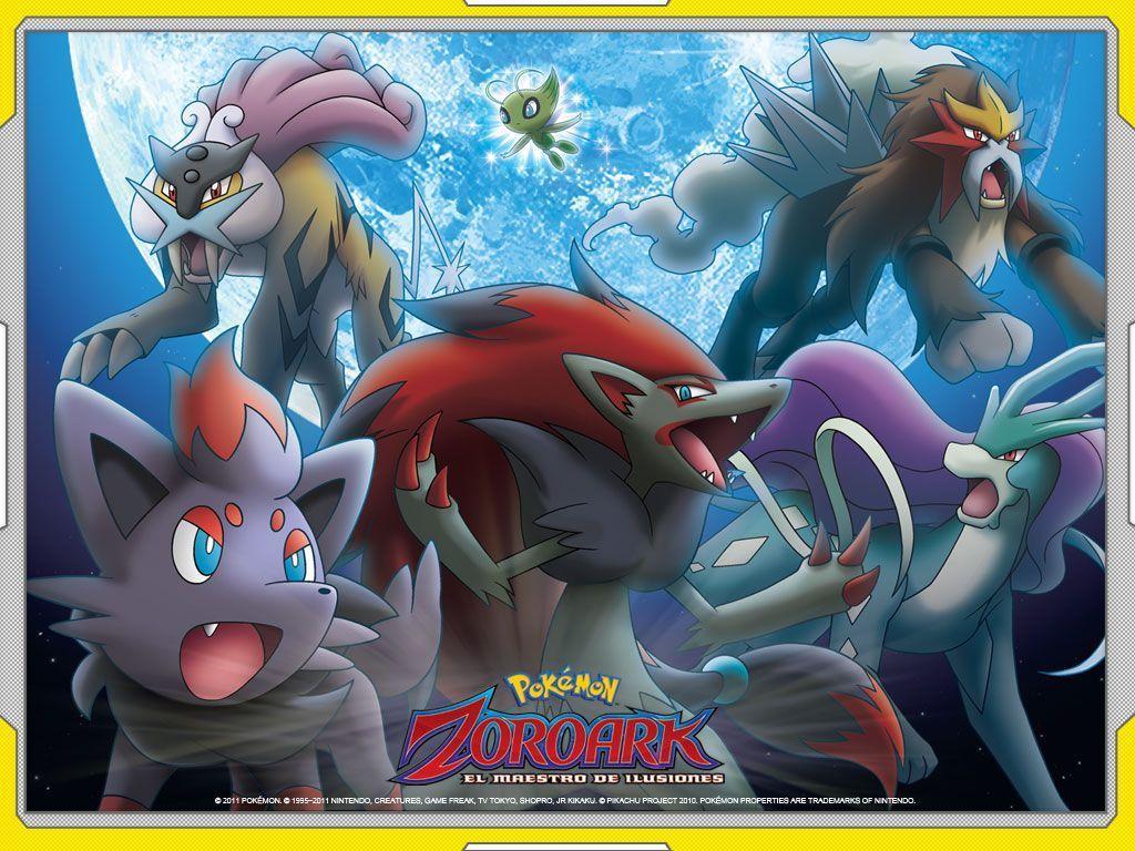 Zoroark and the legendary dogs Pokemon Wallpaper