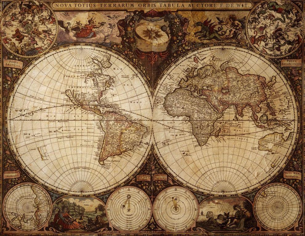 Vintage / Antique World Map Wallpaper from