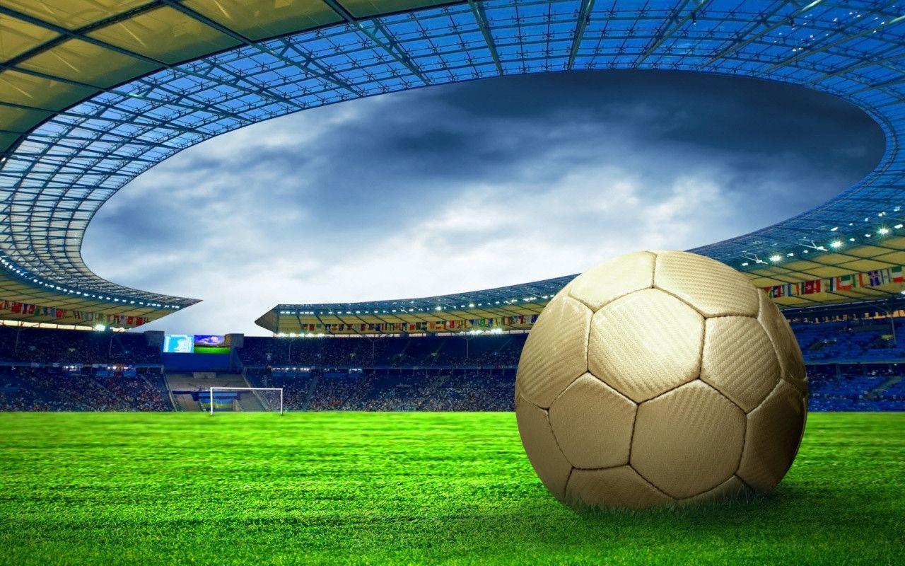 Download wallpaper: ball ongrass, Football, stadium, photo desktop