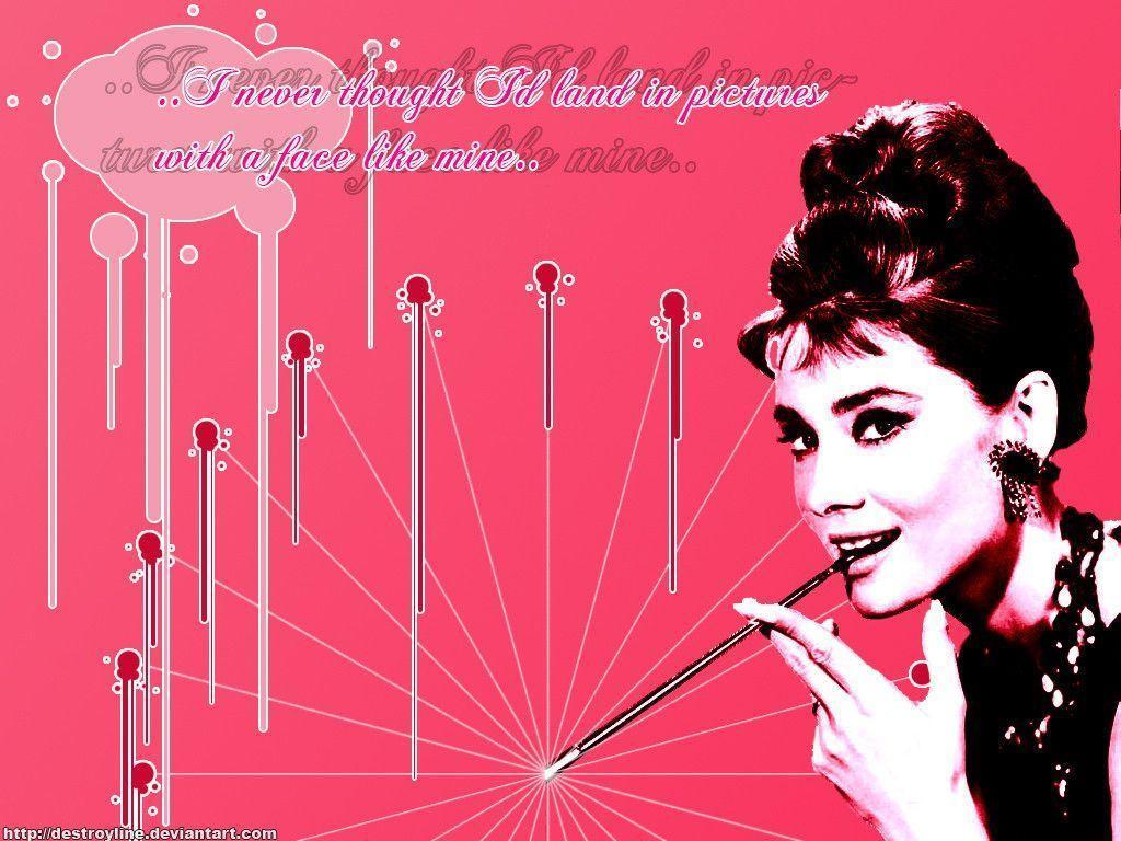 Pink Audrey Hepburn Wallpaper