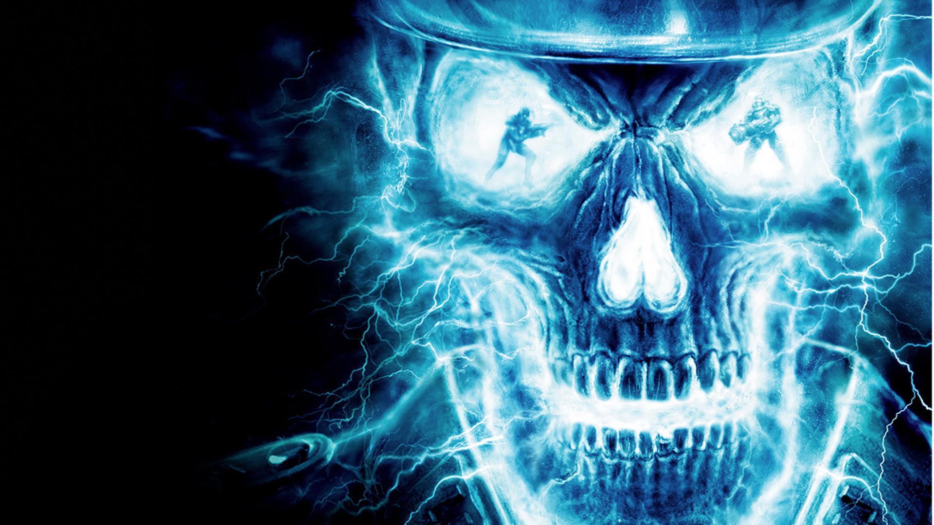 Blue Fire Skull Widescreen Wallpaper HD