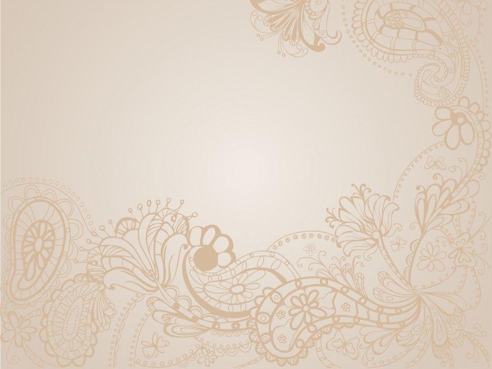 Brown Floral Vintage PPT Background, Flowers, White