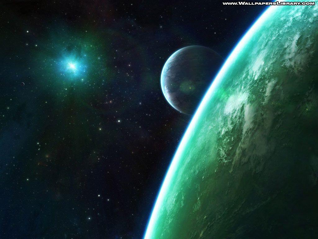 green planet lights wallpaper / space background