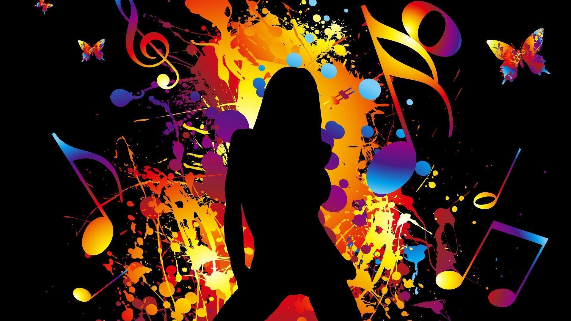 Colorful Vector music girl dancing Wallpaperx1080