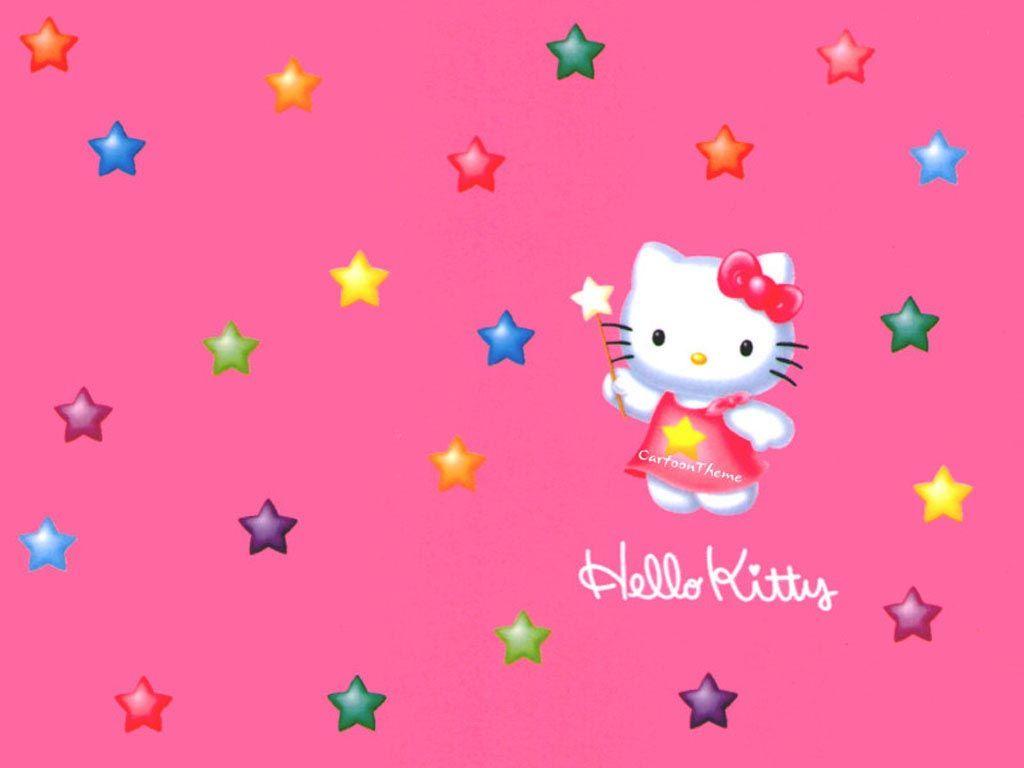 Colorful Hello Kitty Pentagram Desktop Wallpaper