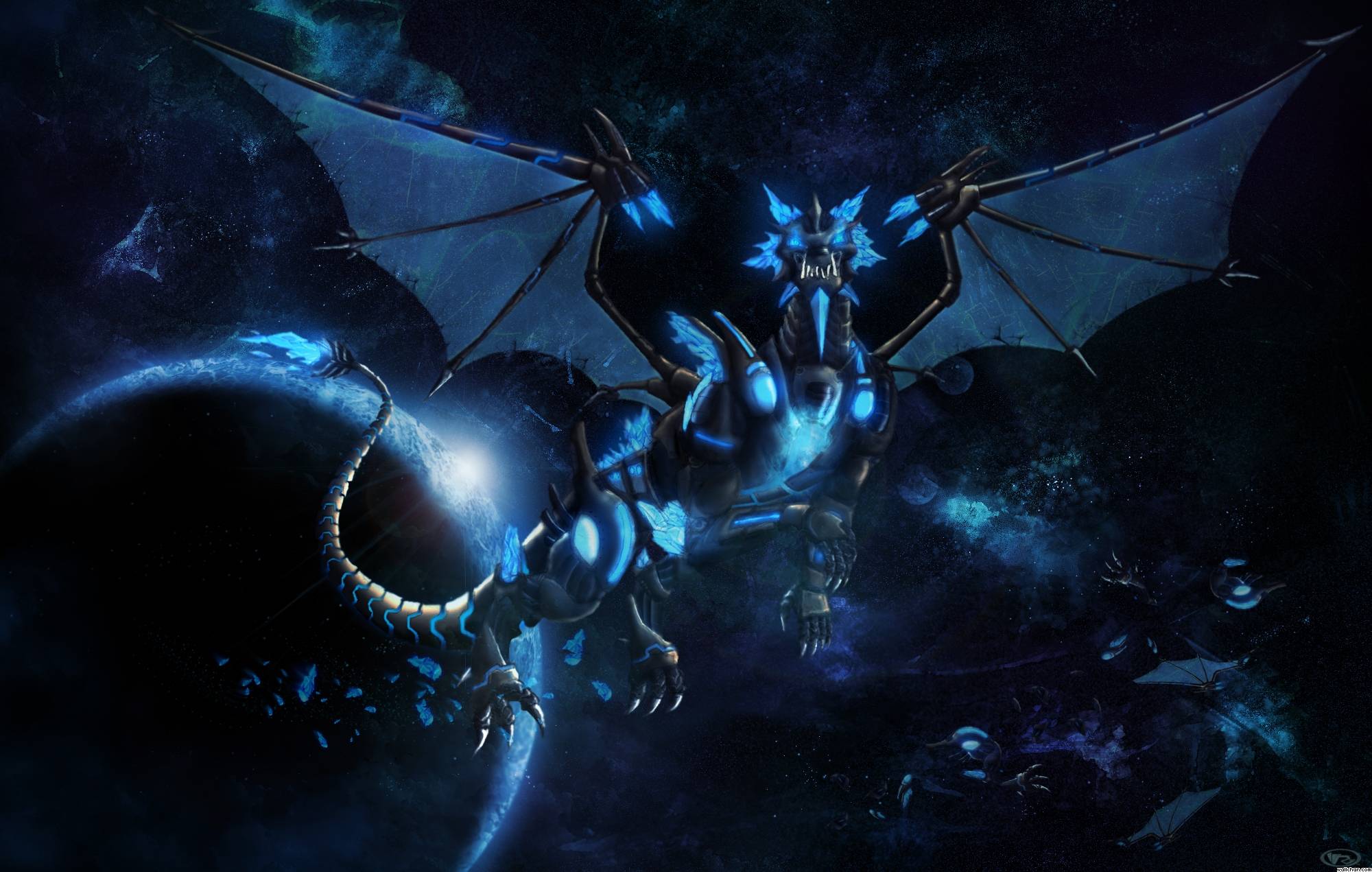 image For > Cool Blue Dragon Wallpaper