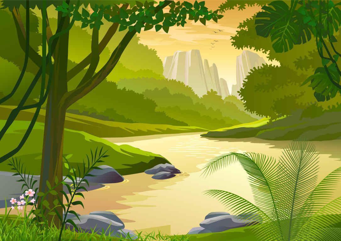 Beautiful Cartoon Landscape Vector Background For Your Designs