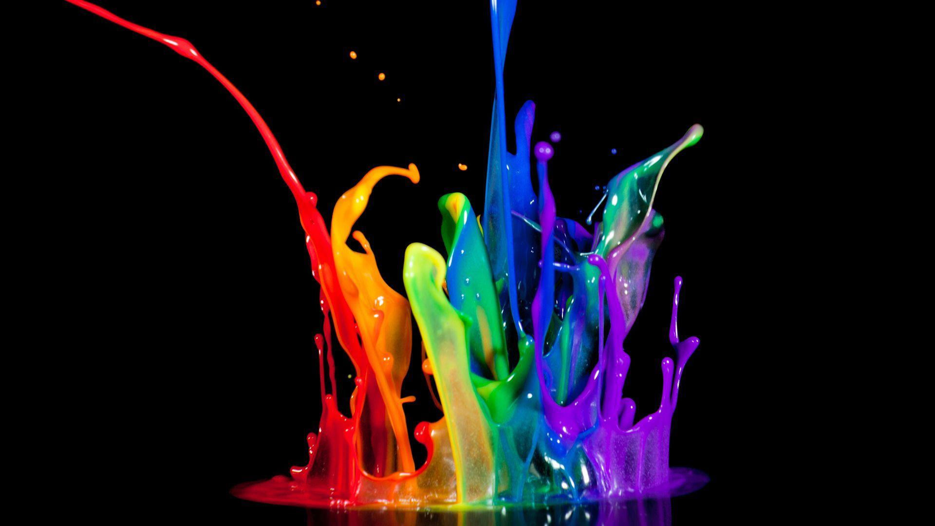 Wallpaper For > Rainbow Paint Splatter Background