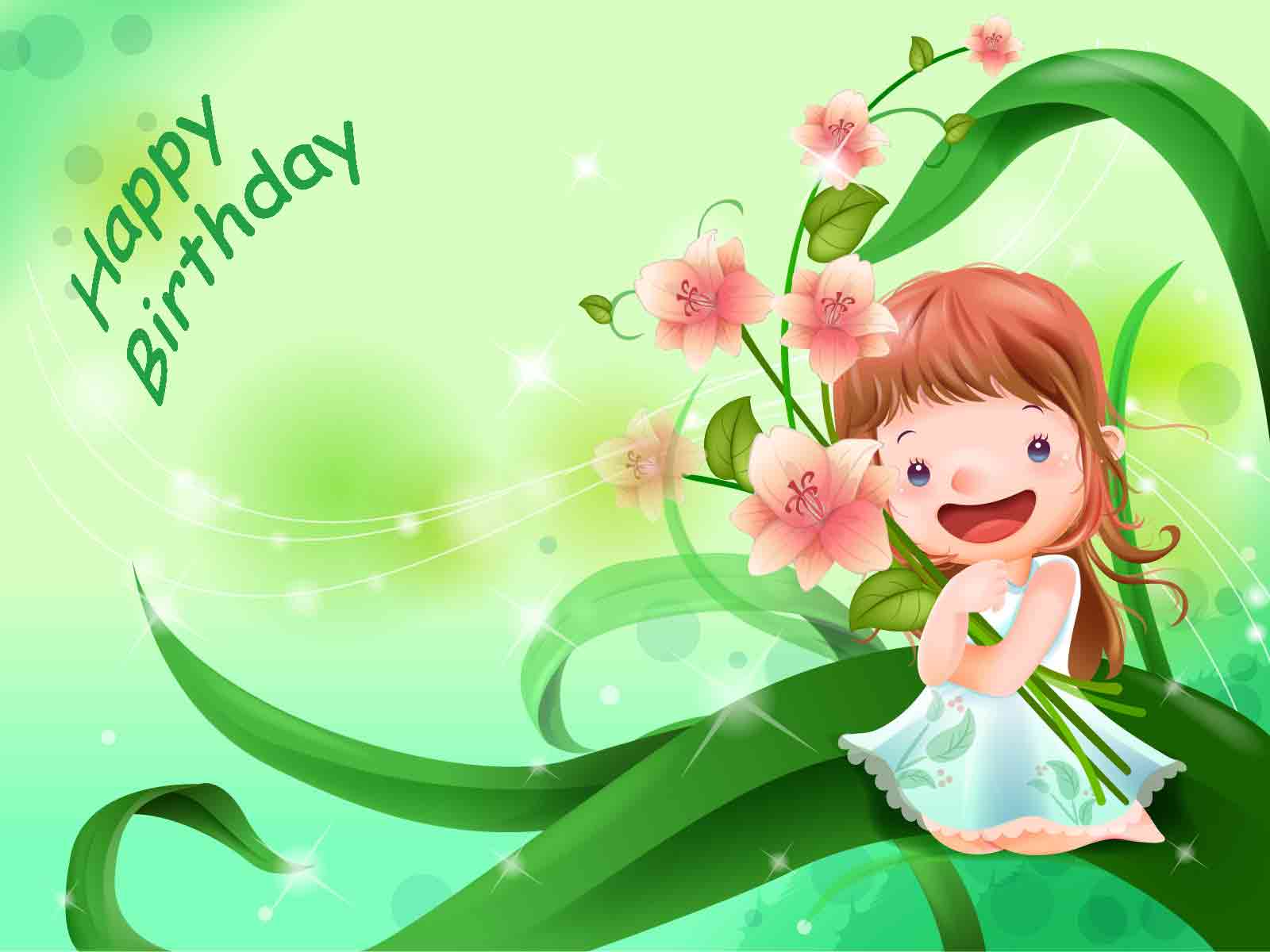 Birthday Litle Girl Flower Wallpaper. Free HD Desktop Wallpaper