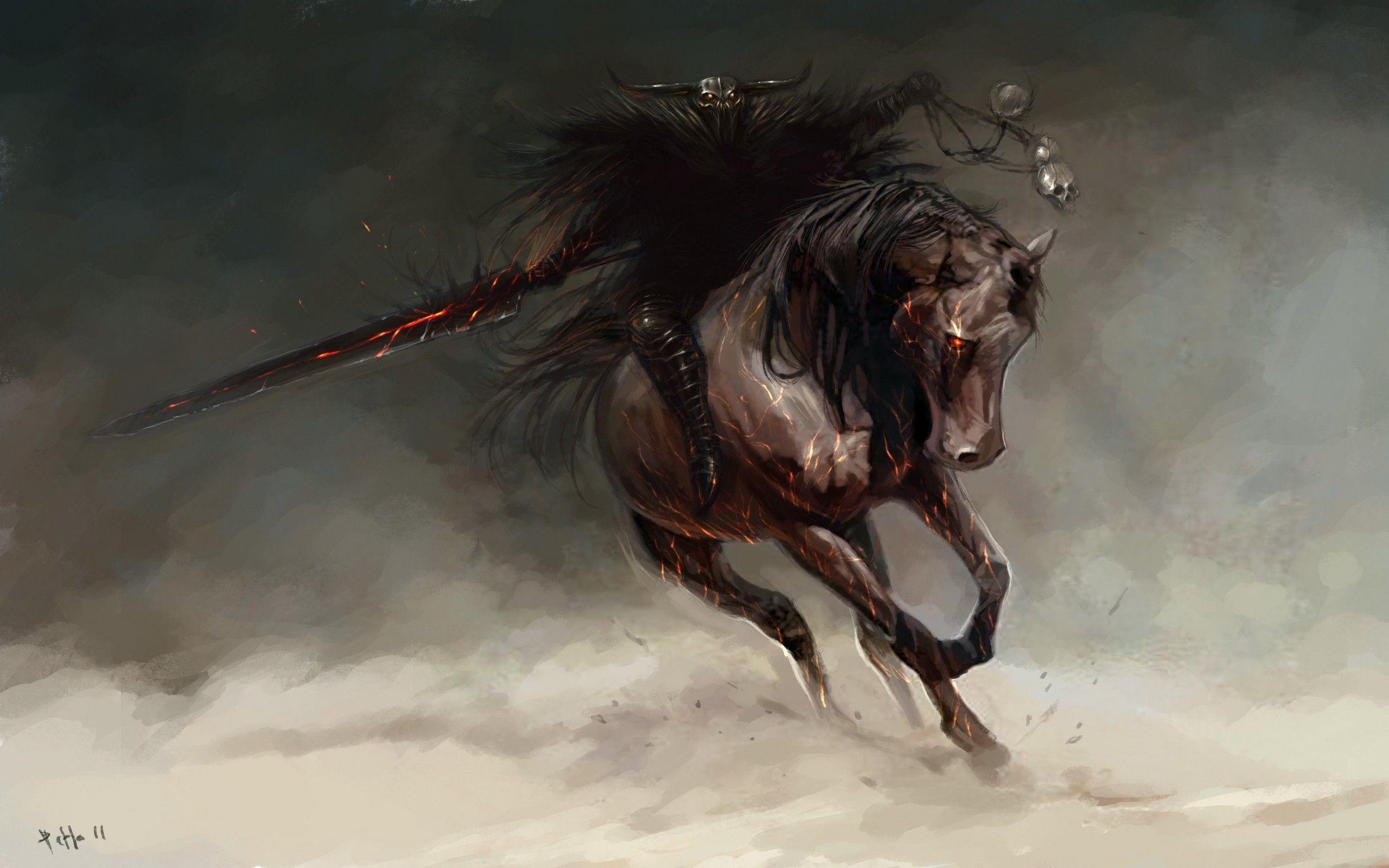 Dreamy Fantasy Horse Warrior Artwork Wallpaper