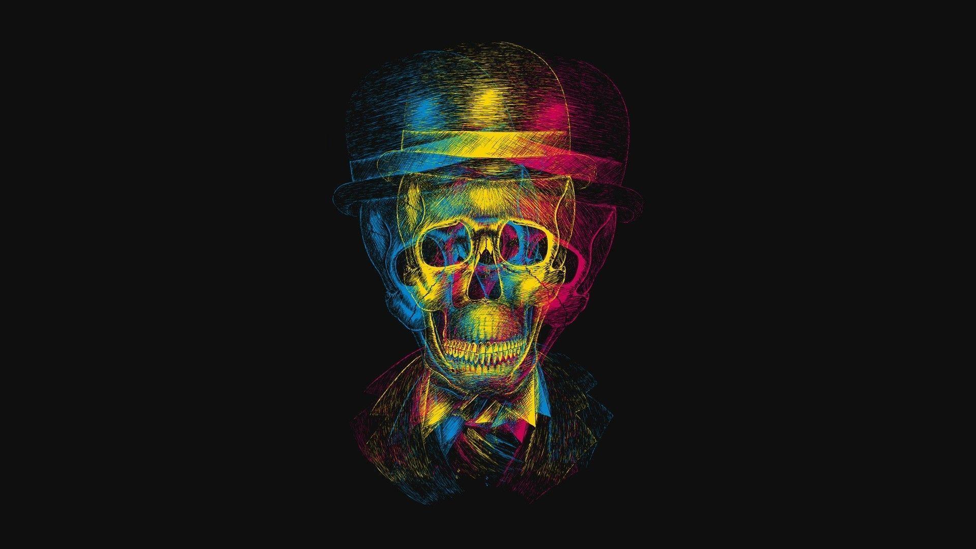 Full View and Download Multicolor Skeleton Wallpaper