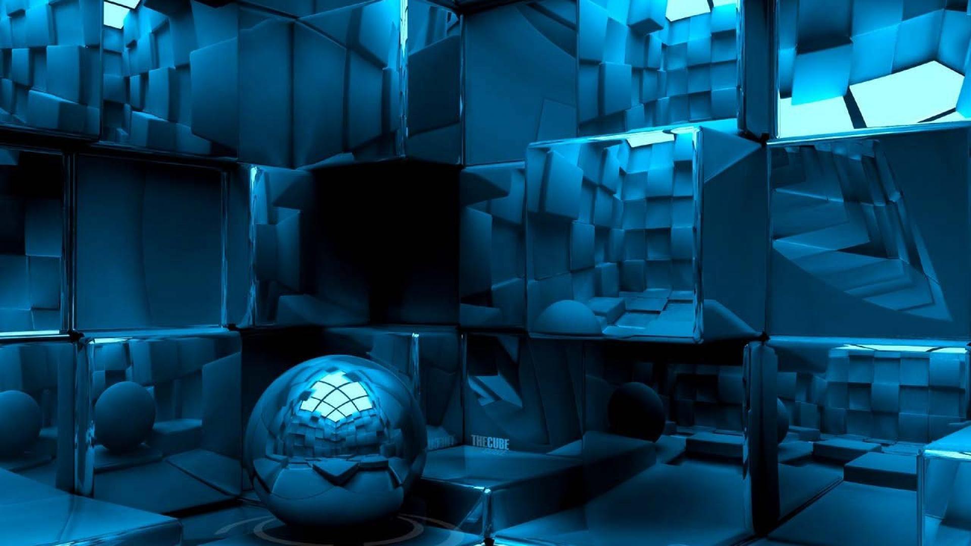 3D Cube and Sphere HD Wallpaper