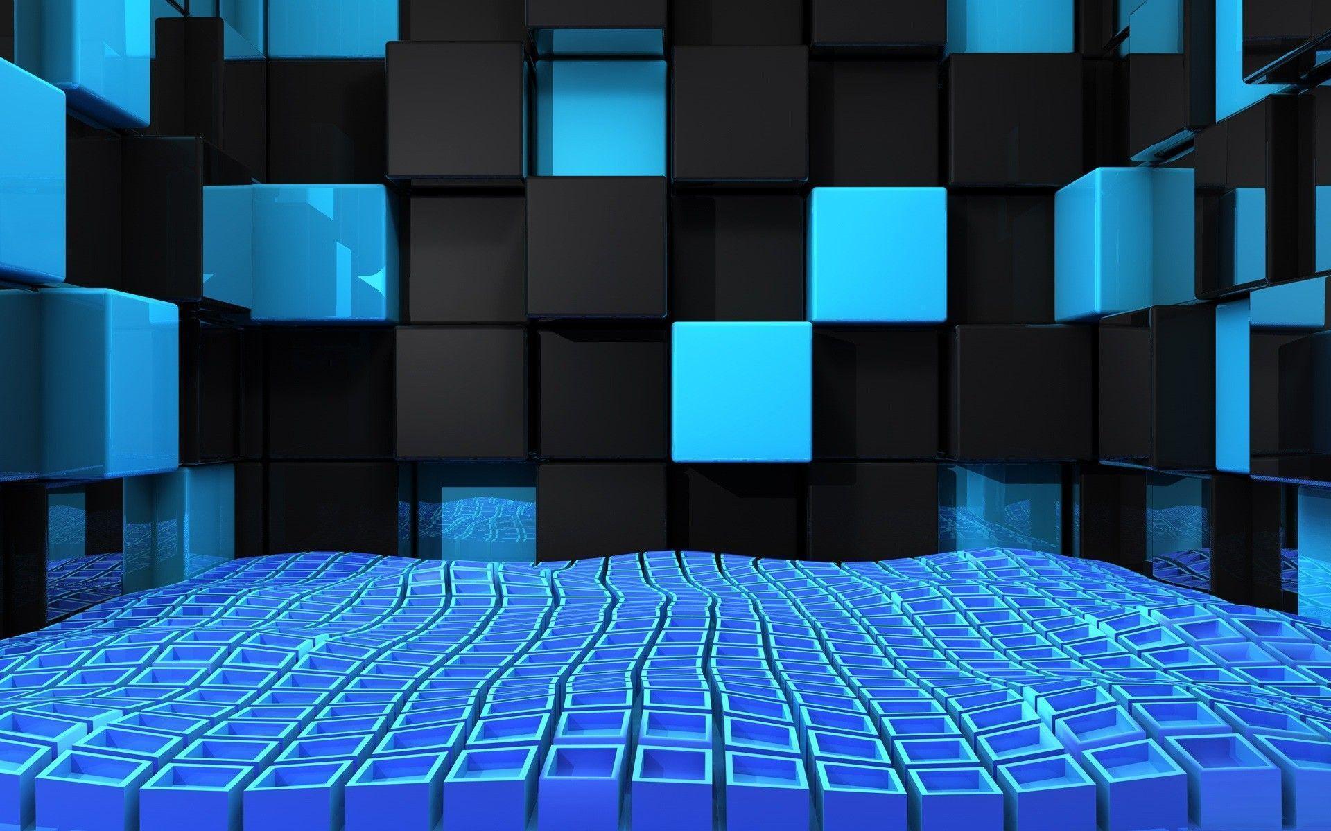 3D Cubes The Cubes Wallpaper Black Blue 3D Cubes Wallpaper High
