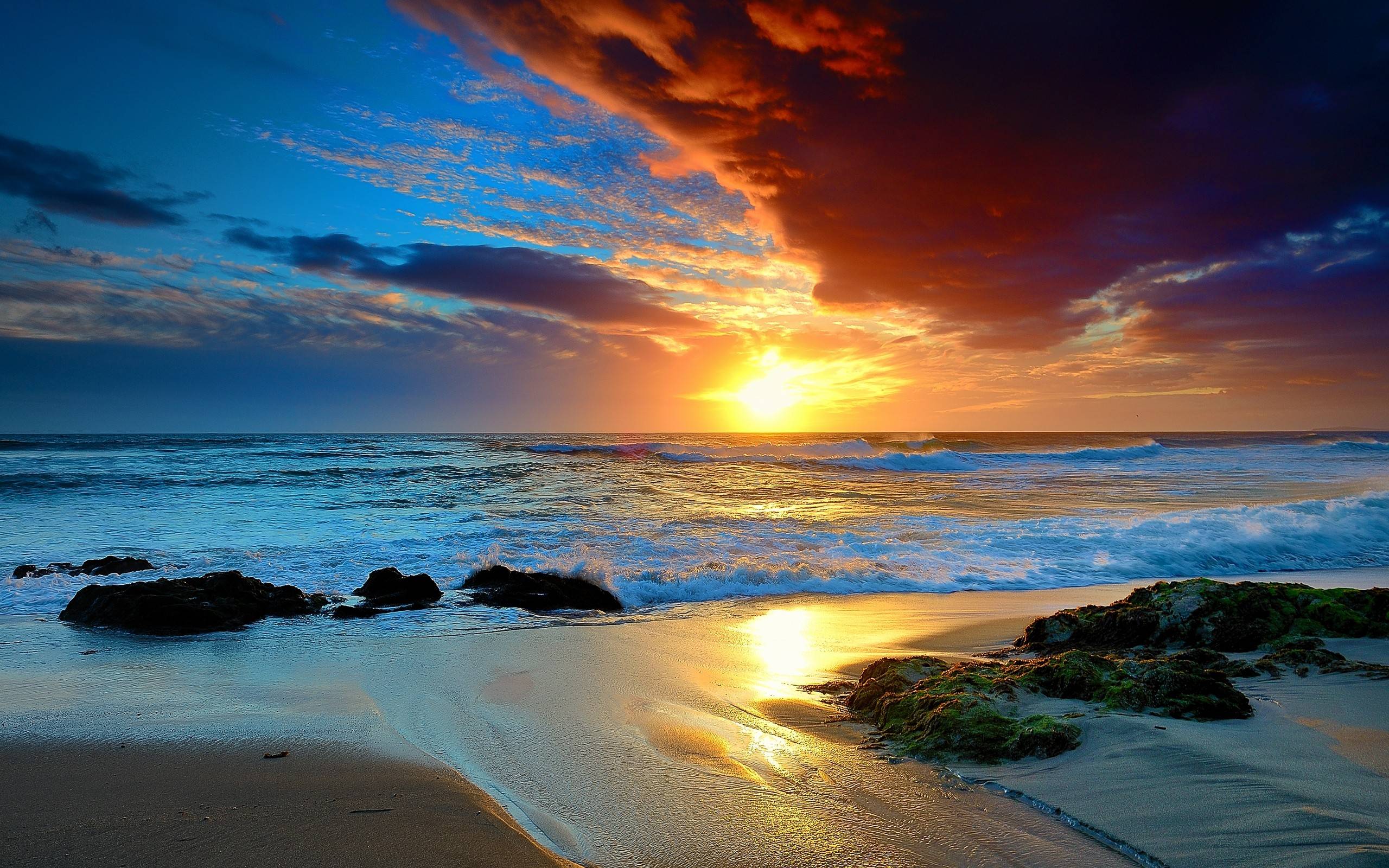 Wallpaper For > Beach Sunset Landscape Wallpaper