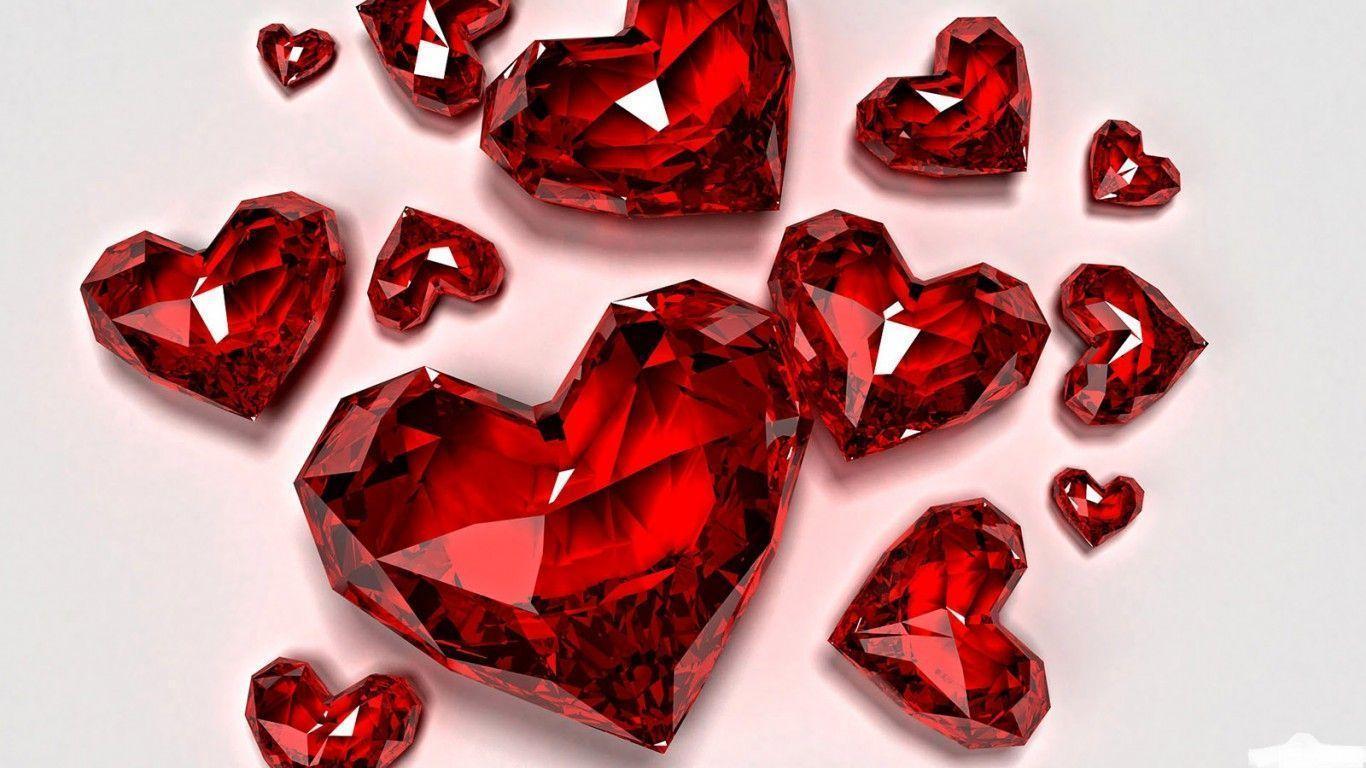 3D Love Hearts Diamond Desktop Wallpaper