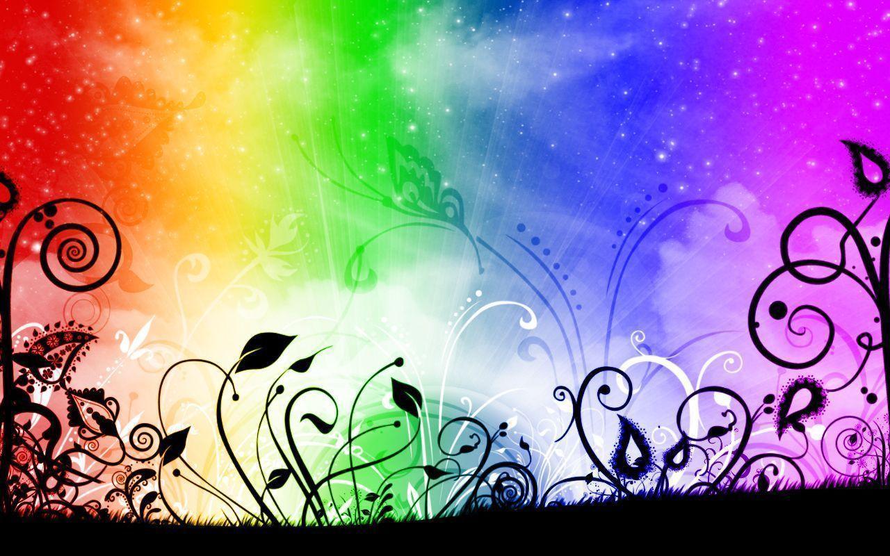 Flowers For > Pretty Rainbow Flower Wallpaper