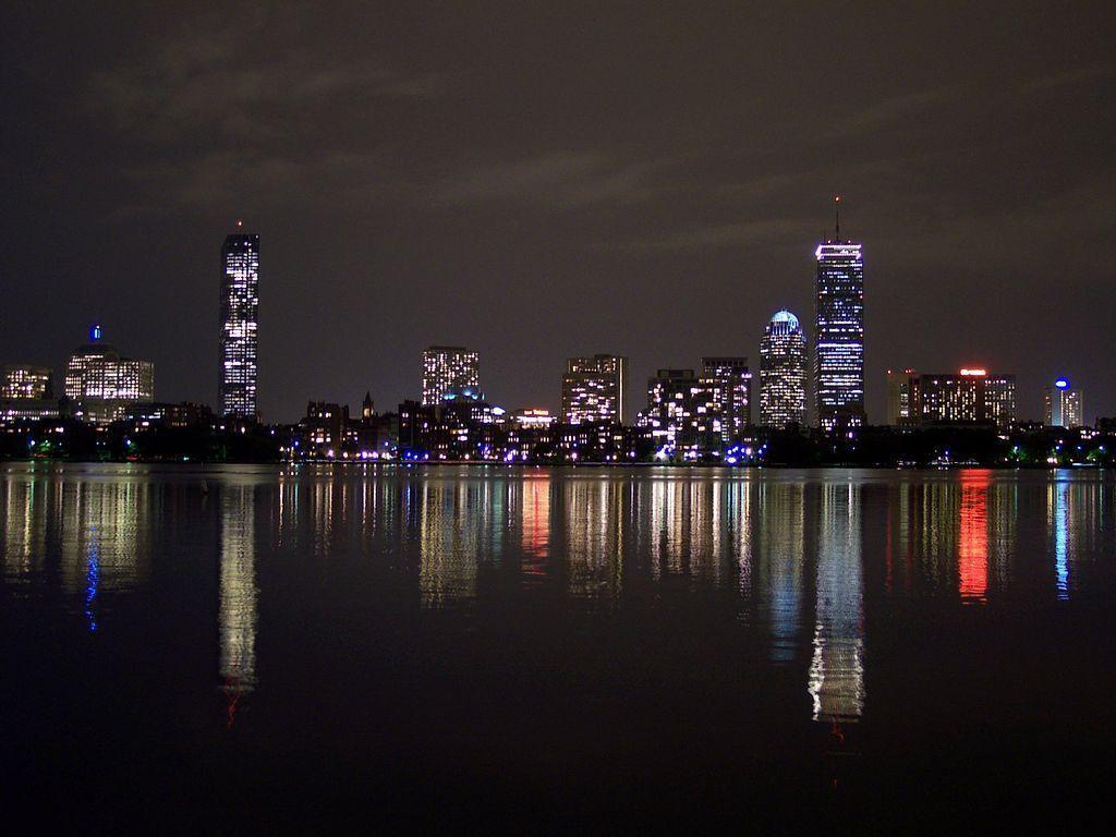 Boston Skyline Night Travel photo and wallpaper