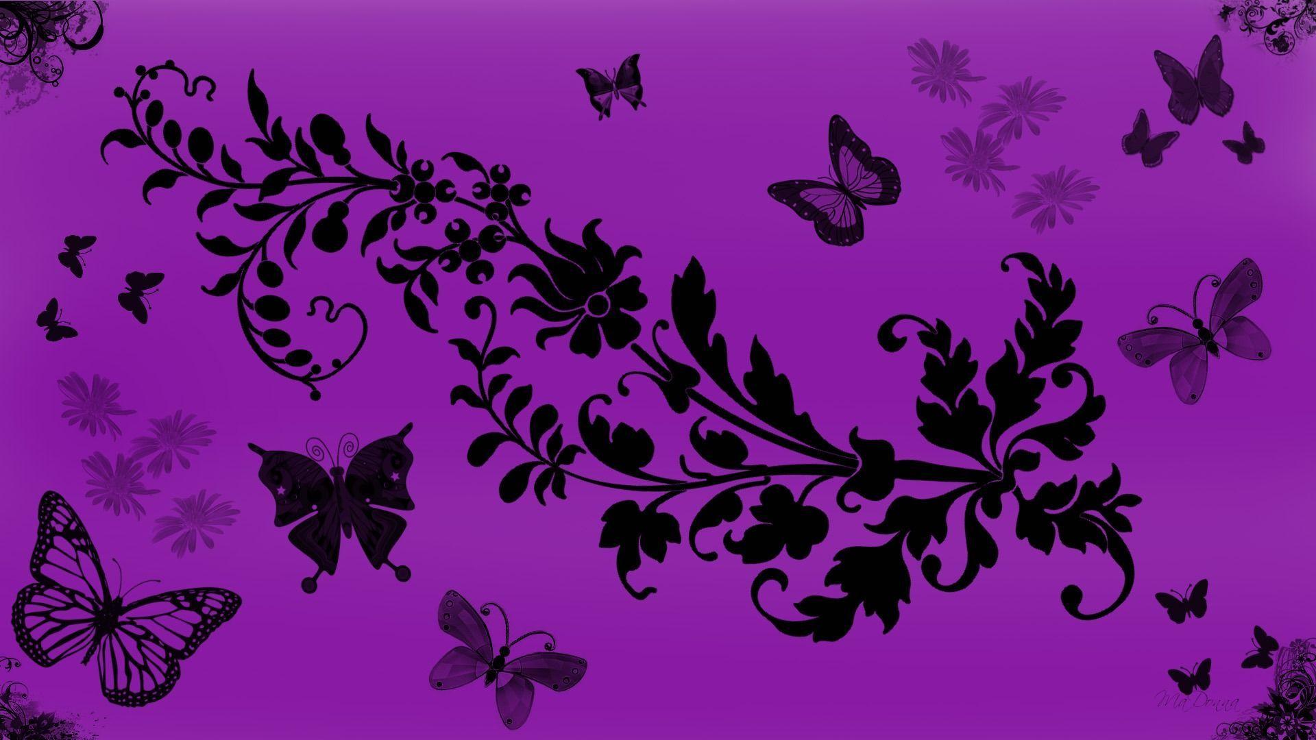 Purple Butterfly Abstract Wallpaper