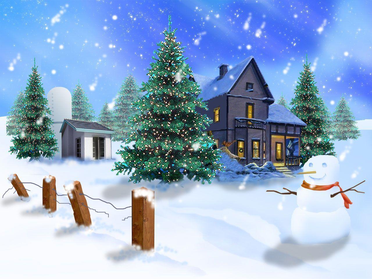 Free Cartoon Christmas Village wallpaper Wallpaper