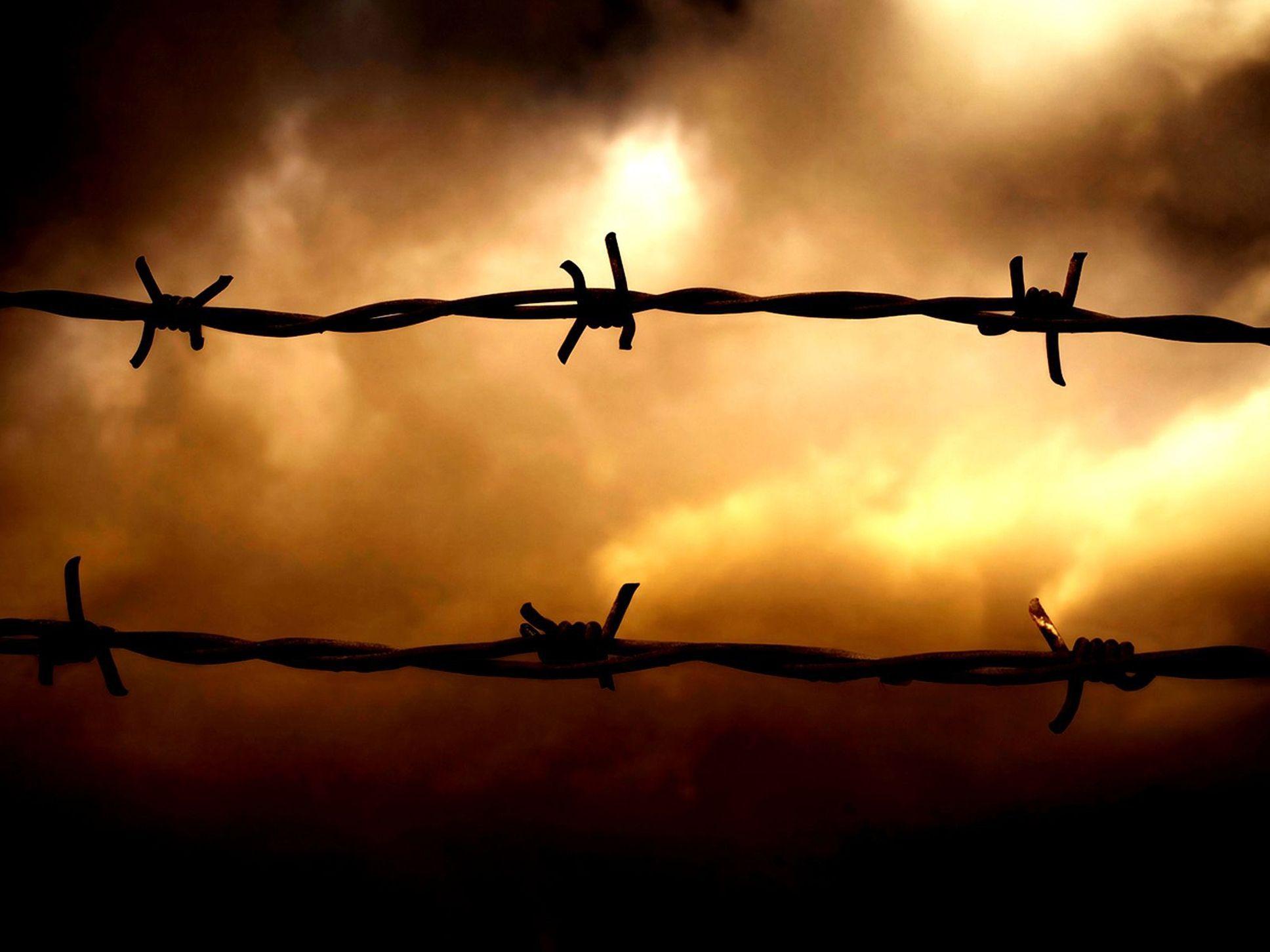 Barbed Wire Sunset Sky Obstruction Clouds wallpaper #