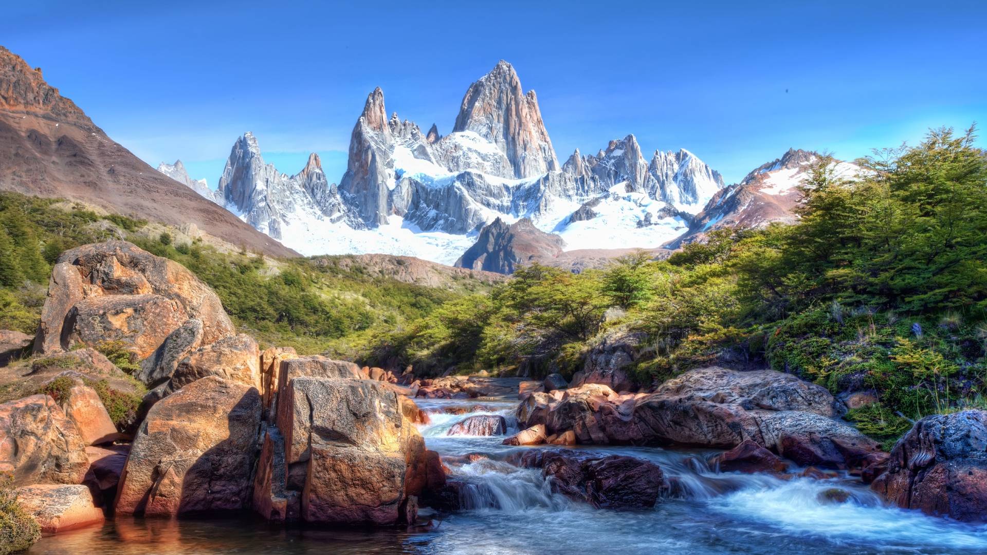 Mountains and River wallpaper background HD 1080P, Pictureque