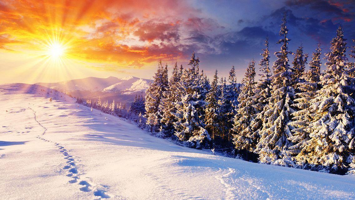 Winter Sunset HD Wallpaper for iPhone